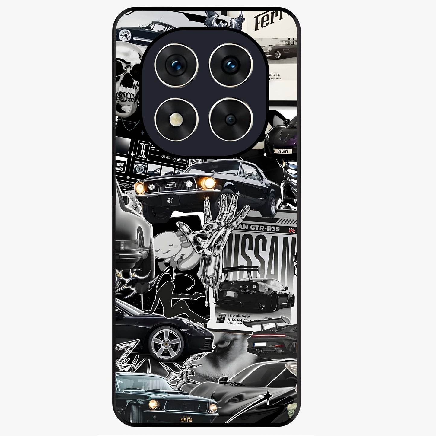 Aesthetic Dark Love Glass Case showing flat back view with dark romantic artwork and glossy glass finish.
