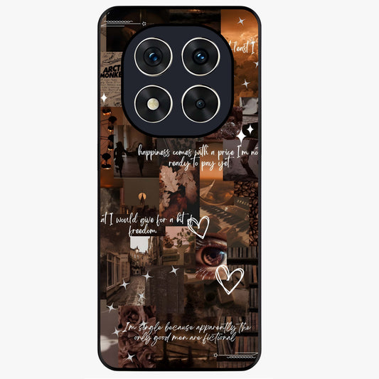 Bittersweet Aesthetic Chaos Glass Case showing flat back view with artistic chaotic aesthetic design and glossy glass finish.