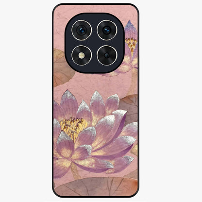 Blossom Mist Lotus Glass Case showing flat back view with serene lotus blossom artwork and glossy glass finish.