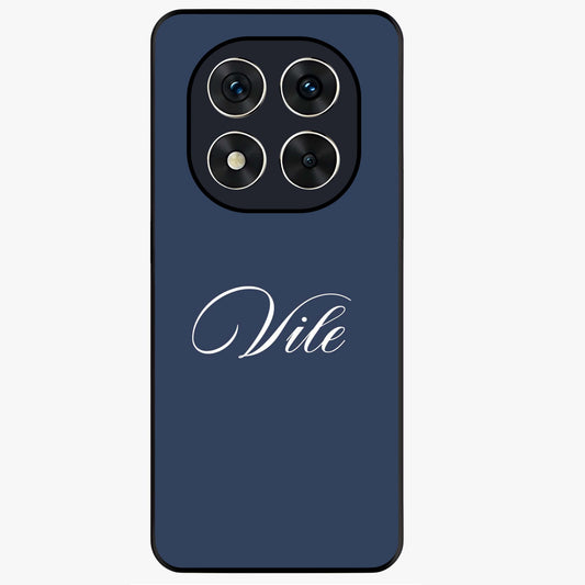 Blue Background Personalized Custom Name Glass Case showing flat back view with minimal blue background and custom name design.