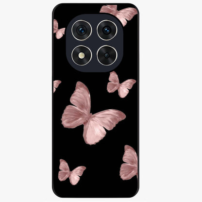 Butterfly Pattern Glass Case showing flat back view with elegant butterfly pattern artwork and glossy glass finish.