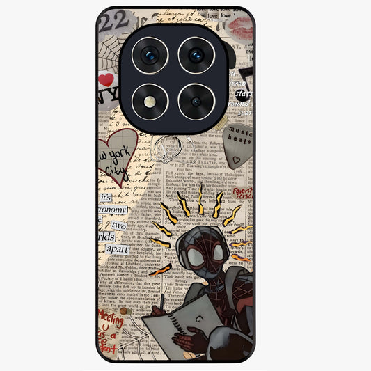 City Dream Sketch Glass Case showing flat back view with artistic city skyline sketch artwork and glossy glass finish.