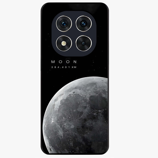 Cosmic Moon Glow Glass Case showing flat back view with glowing moon artwork and glossy glass finish.