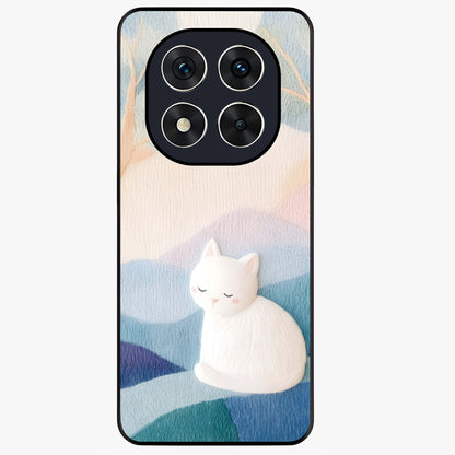 Cotton Dream Cat Glass Case showing flat back view with soft dreamy cat artwork and glossy glass finish.