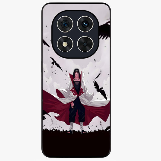 Crimson Crow Ascension Glass Case showing flat back view with mystical crow artwork and glossy glass finish.