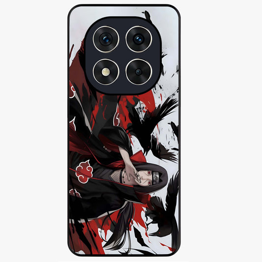 Crimson Crow Illusion Glass Case showing flat back view with artistic crow illusion artwork and glossy glass finish.
