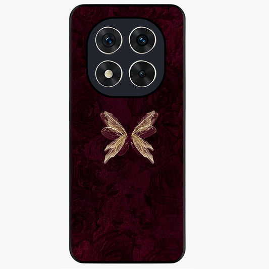 Crimson Fade Butterfly Glass Case showing flat back view with fading butterfly artwork and glossy glass finish.