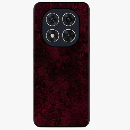 Crimson Fade Flow Glass Case showing flat back view with flowing crimson gradient artwork and glossy glass finish.