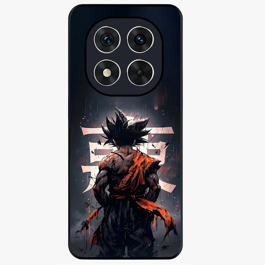Dark Warrior In Rain Glass Case showing flat back view with warrior artwork in rainy atmosphere and glossy glass finish.
