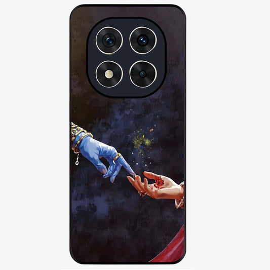 Divine Touch Eternal Glass Case showing flat back view with spiritual themed artwork and glossy glass finish.