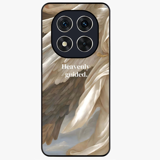 Divine Winged Grace Glass Case showing flat back view with elegant wing inspired artwork and glossy glass finish.