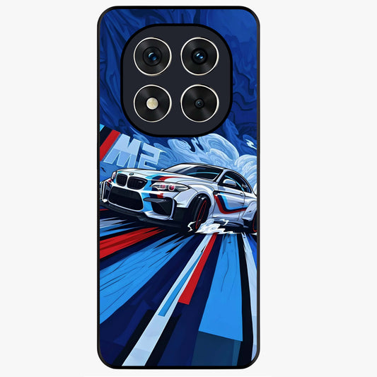 Drift Power Rush Glass Case showing flat back view with dynamic racing inspired artwork and glossy glass finish.