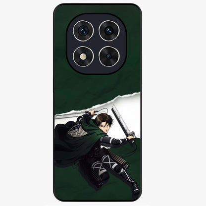 Emerald War Vanguard Glass Case showing flat back view with powerful warrior themed artwork and glossy glass finish.