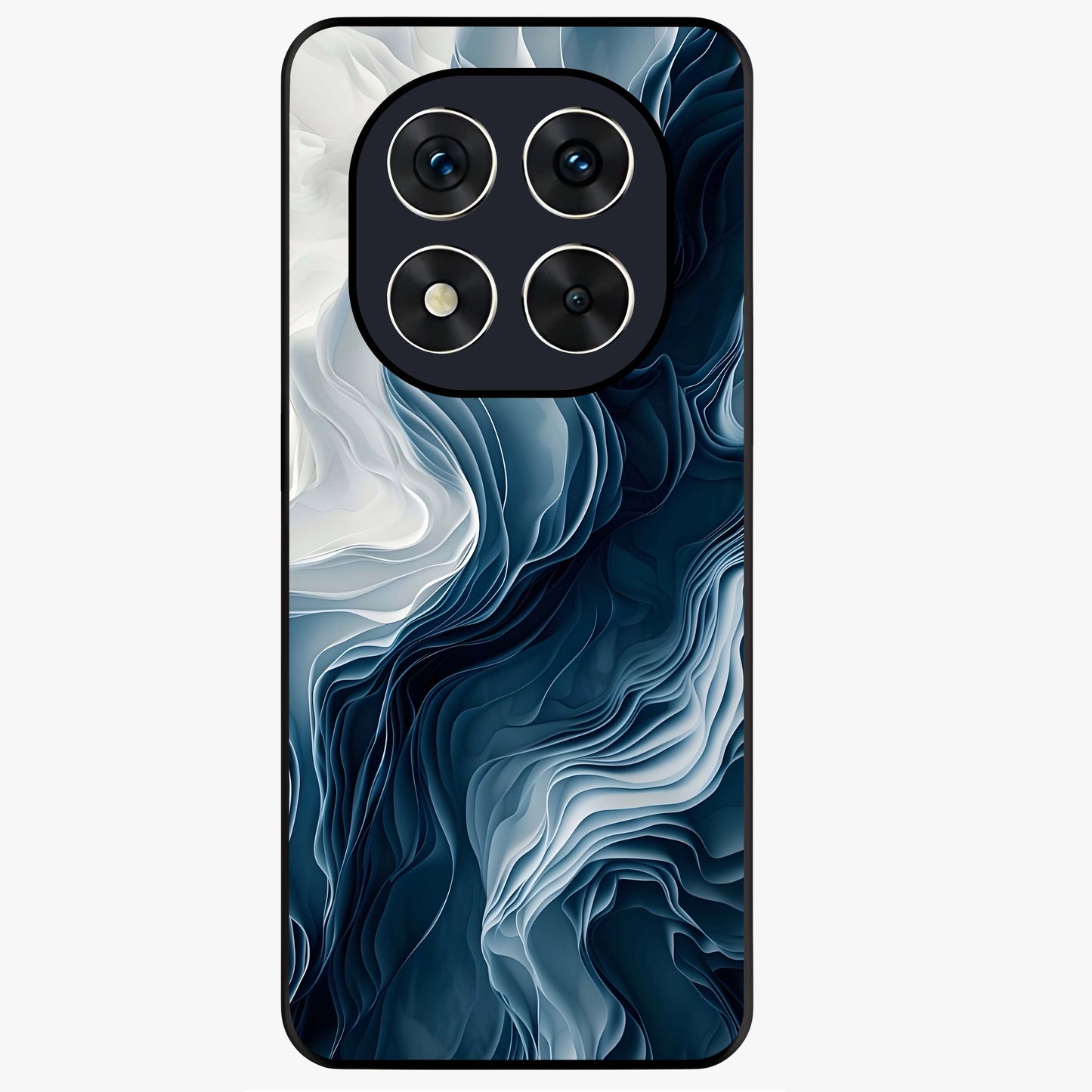Ethereal Paper Marble Glass Case showing flat back view with soft marble paper texture artwork and glossy glass finish.