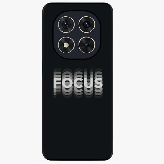 Focus Mode On Glass Case showing flat back view with bold motivational typography design and glossy glass finish.