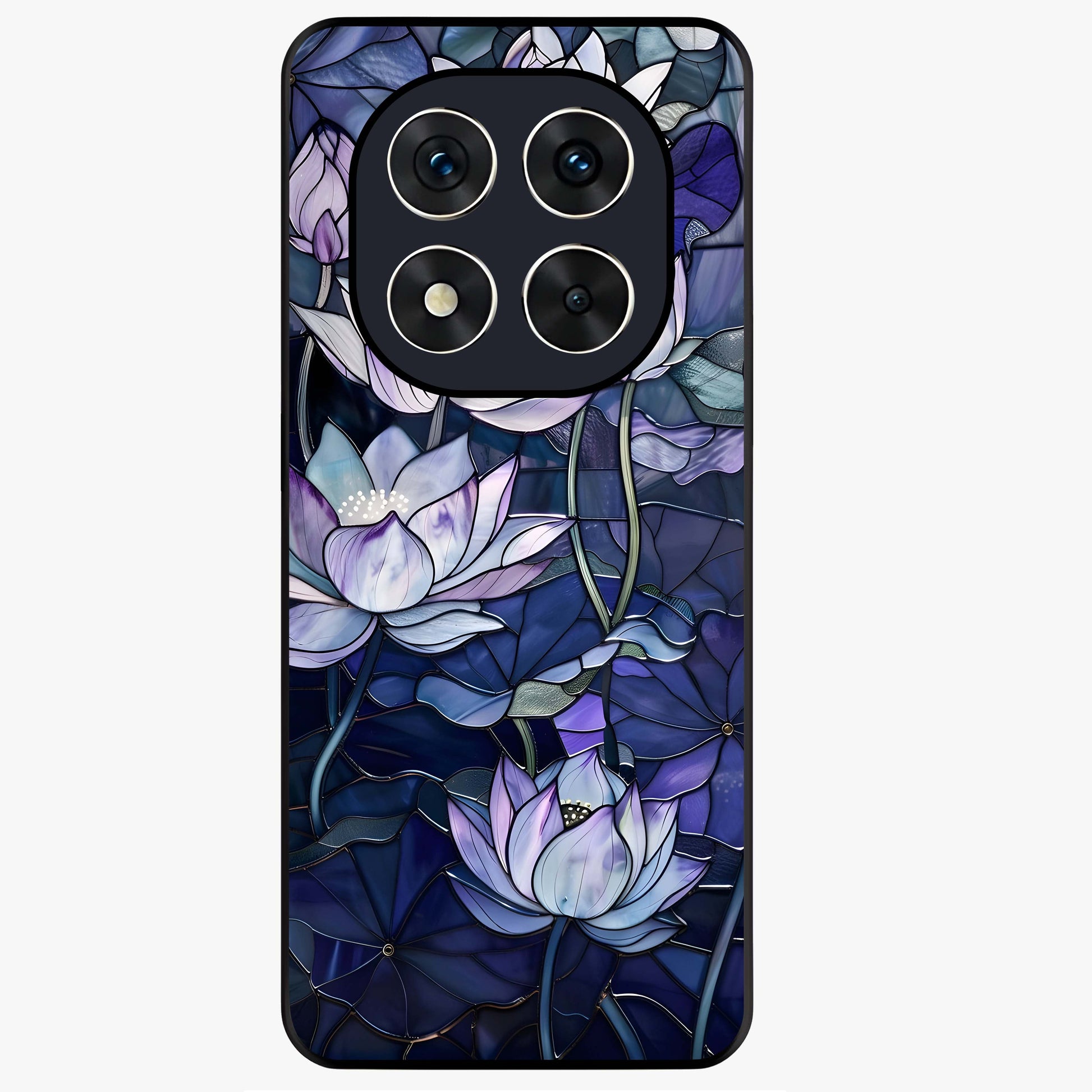 Gloss Petal Rush Glass Case showing flat back view with glossy flower petal artwork and smooth glass finish.