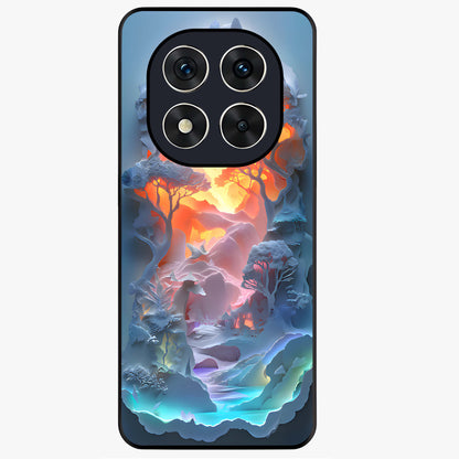 Glow Forest Portal Glass Case showing flat back view with glowing forest portal artwork and glossy glass finish.