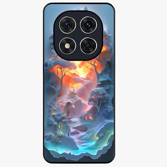 Glow Forest Portal Glass Case showing flat back view with glowing forest portal artwork and glossy glass finish.