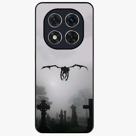 Graveyard Shadow Descent Glass Case showing flat back view with dark graveyard themed artwork and glossy glass finish.