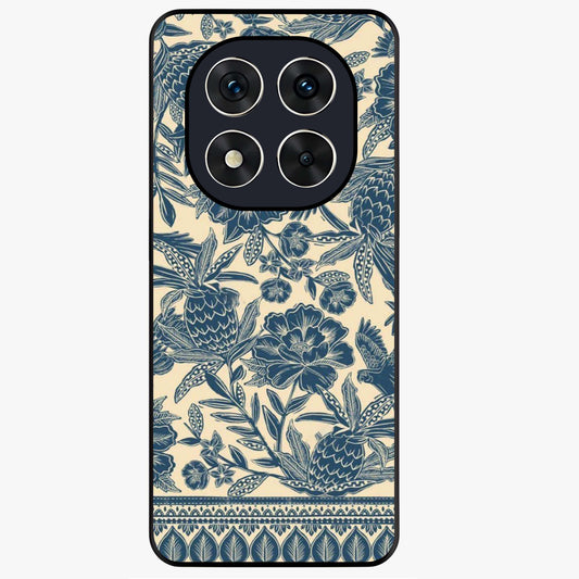 Heirloom Wild Bloom Glass Case showing flat back view with vintage inspired wild flower artwork and glossy glass finish.