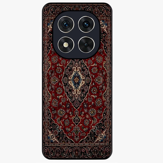 Heritage Carpet Royale Glass Case showing flat back view with ornate Persian carpet inspired pattern and glossy glass finish.