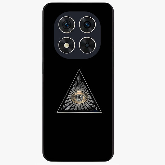 Illuminati Evil Glass Case showing flat back view with mysterious illuminati symbol artwork and glossy glass finish.