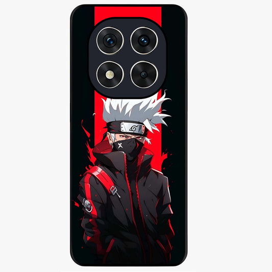 Kakashi Scarlet Shadow Glass Case showing flat back view with powerful anime ninja artwork and glossy glass finish.