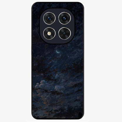 Lunar Veil Silence Glass Case showing flat back view with mystical moon veil artwork and glossy glass finish.