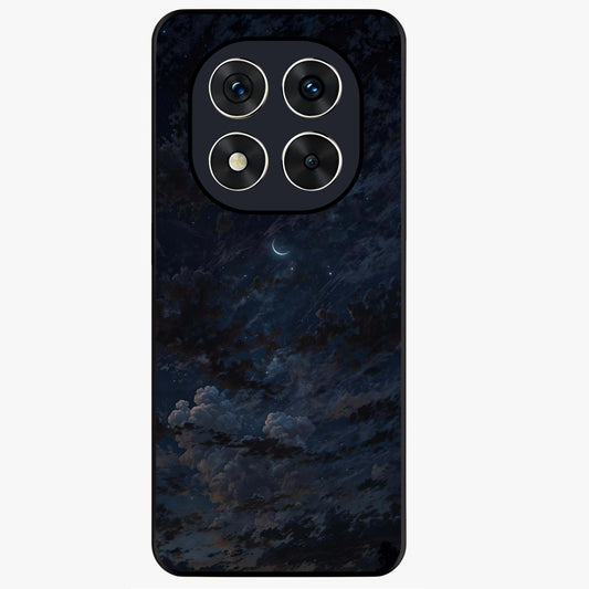Lunar Veil Silence Glass Case showing flat back view with mystical moon veil artwork and glossy glass finish.