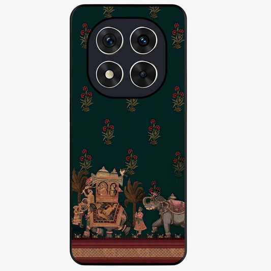 Macmerise Glass Case showing flat back view with stylish modern artwork and glossy glass finish.