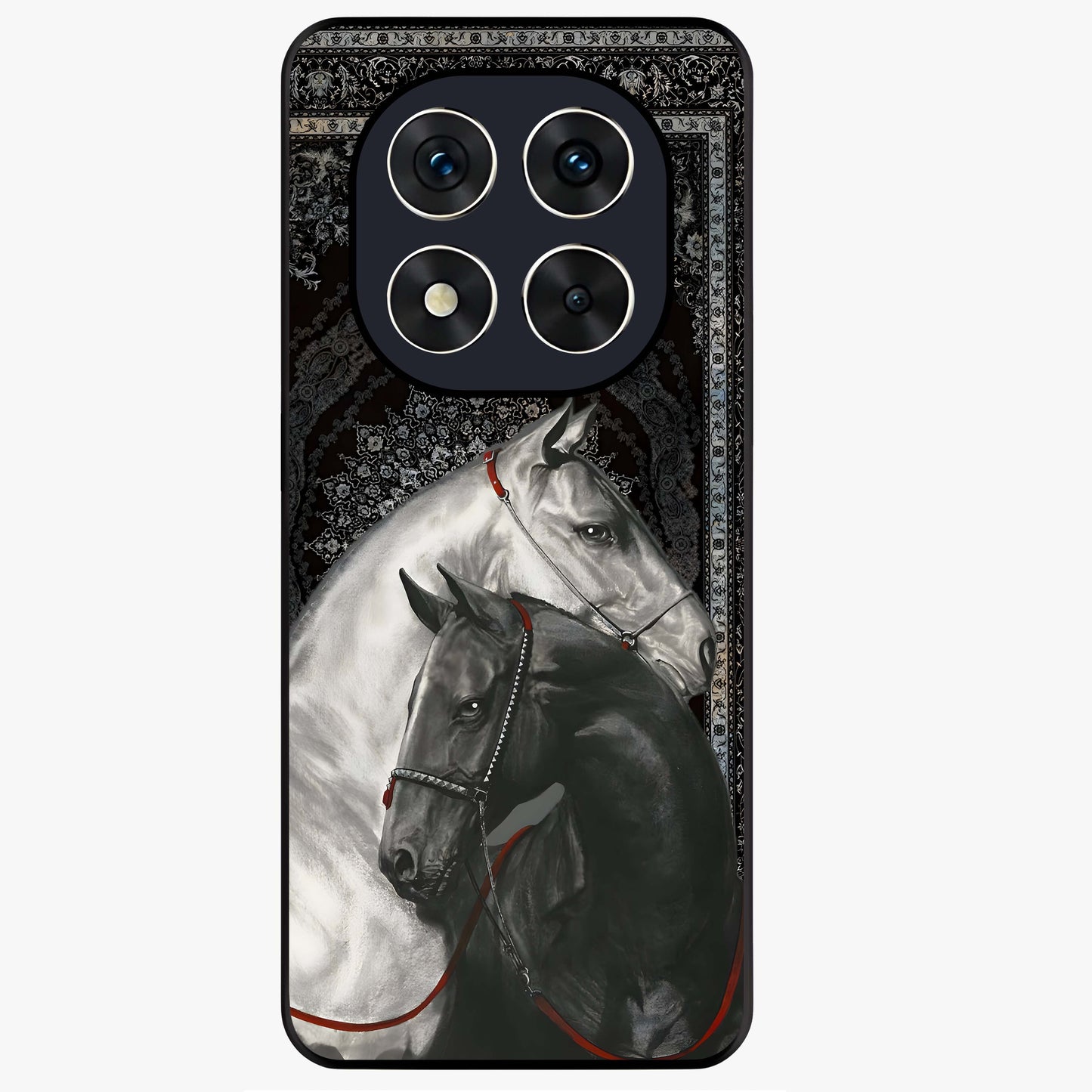 Majestic Ride Legacy Glass Case showing flat back view with powerful automotive inspired artwork and glossy glass finish.