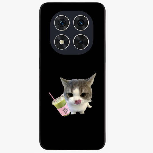 Matcha Cat Style Glass Case showing flat back view with cute matcha themed cat artwork and glossy glass finish.
