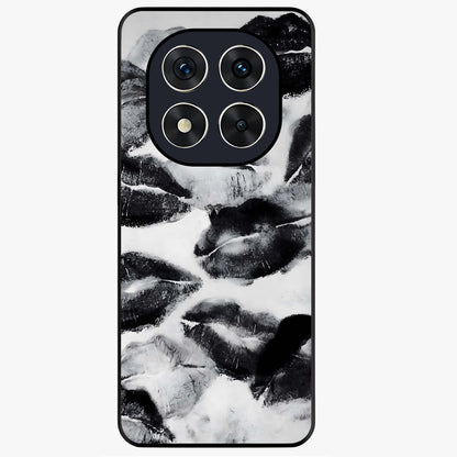Midnight Kiss Marks Glass Case showing flat back view with lipstick kiss mark artwork and glossy glass finish.
