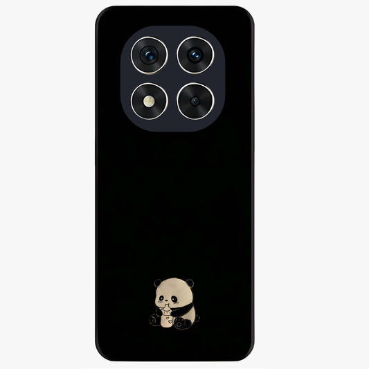 Midnight Panda Love Glass Case showing flat back view with cute panda themed artwork and glossy glass finish.