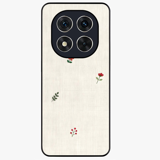 Minimal Petal Whispers Glass Case showing flat back view with soft minimal floral artwork and glossy glass finish.
