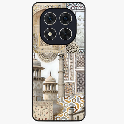 Mughal Marble Legacy Glass Case showing flat back view with intricate Mughal inspired marble pattern and glossy glass finish.
