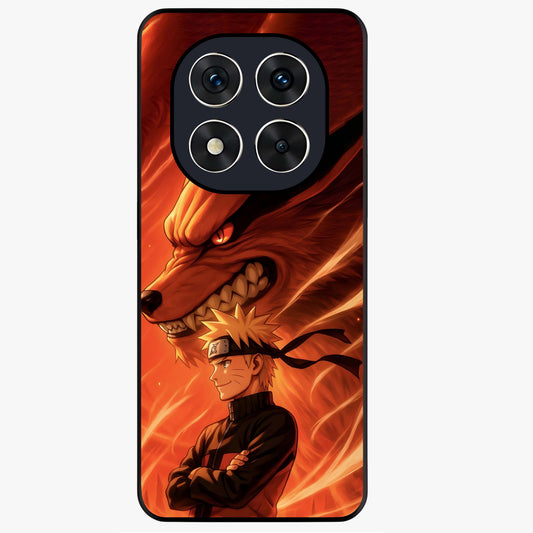 Nine Tails Legacy Glass Case showing flat back view with powerful nine-tailed fox inspired artwork and glossy glass finish.