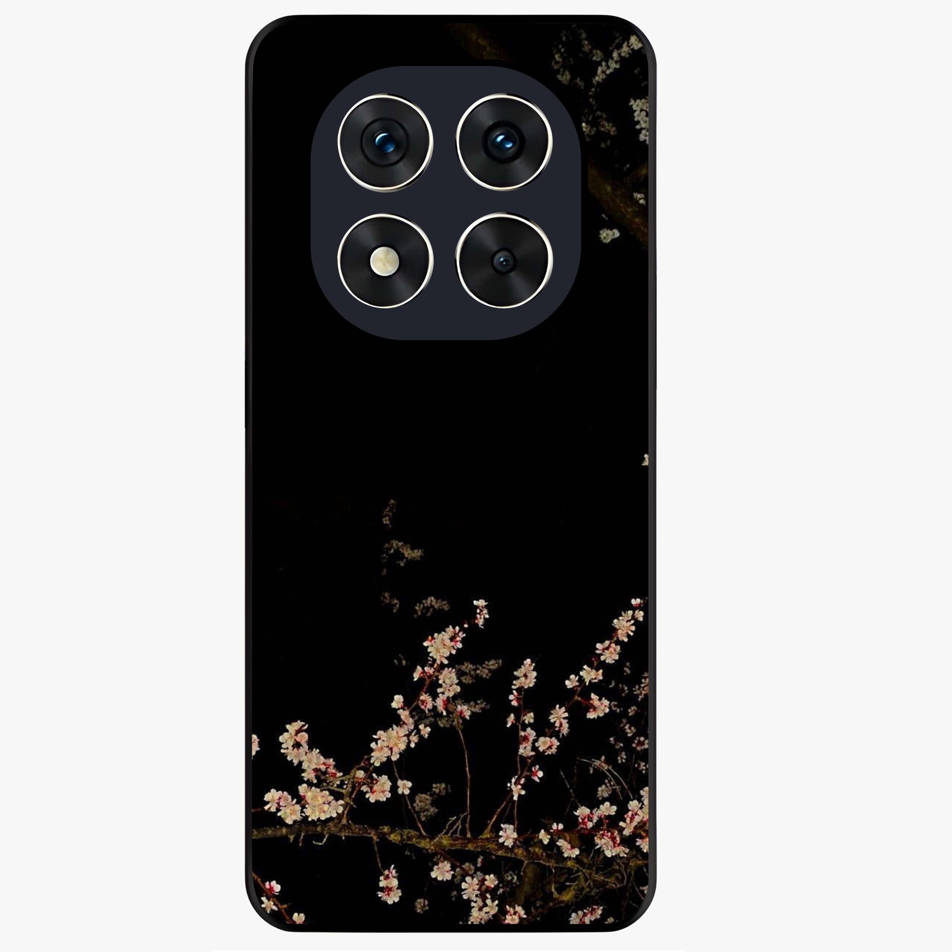 Petal Moon Light With Custom Name Glass Case showing flat back view with floral moonlight artwork and personalized name design.