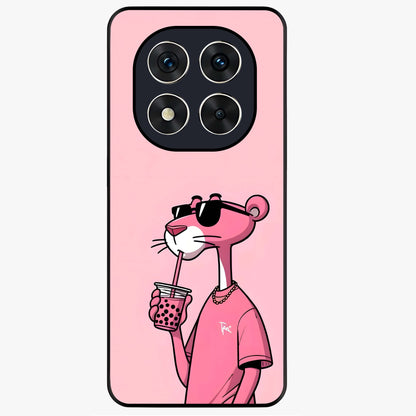 Pink Panther Glass Case showing flat back view with iconic pink panther artwork and glossy glass finish.