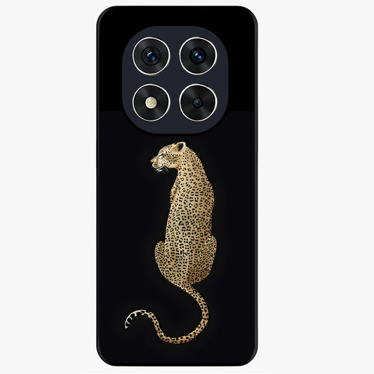 Regal Leopard Glass Case showing flat back view with bold leopard artwork and glossy glass finish.