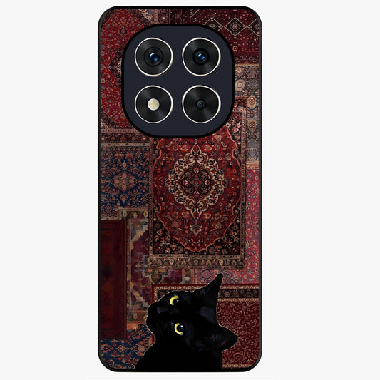 Regal Magic Cat Apple Glass Case showing flat back view with magical cat artwork holding apple and glossy glass finish.