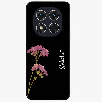 Riching Lavender Flower Custom Name Glass Case showing flat back view with lavender floral artwork and personalized name design.