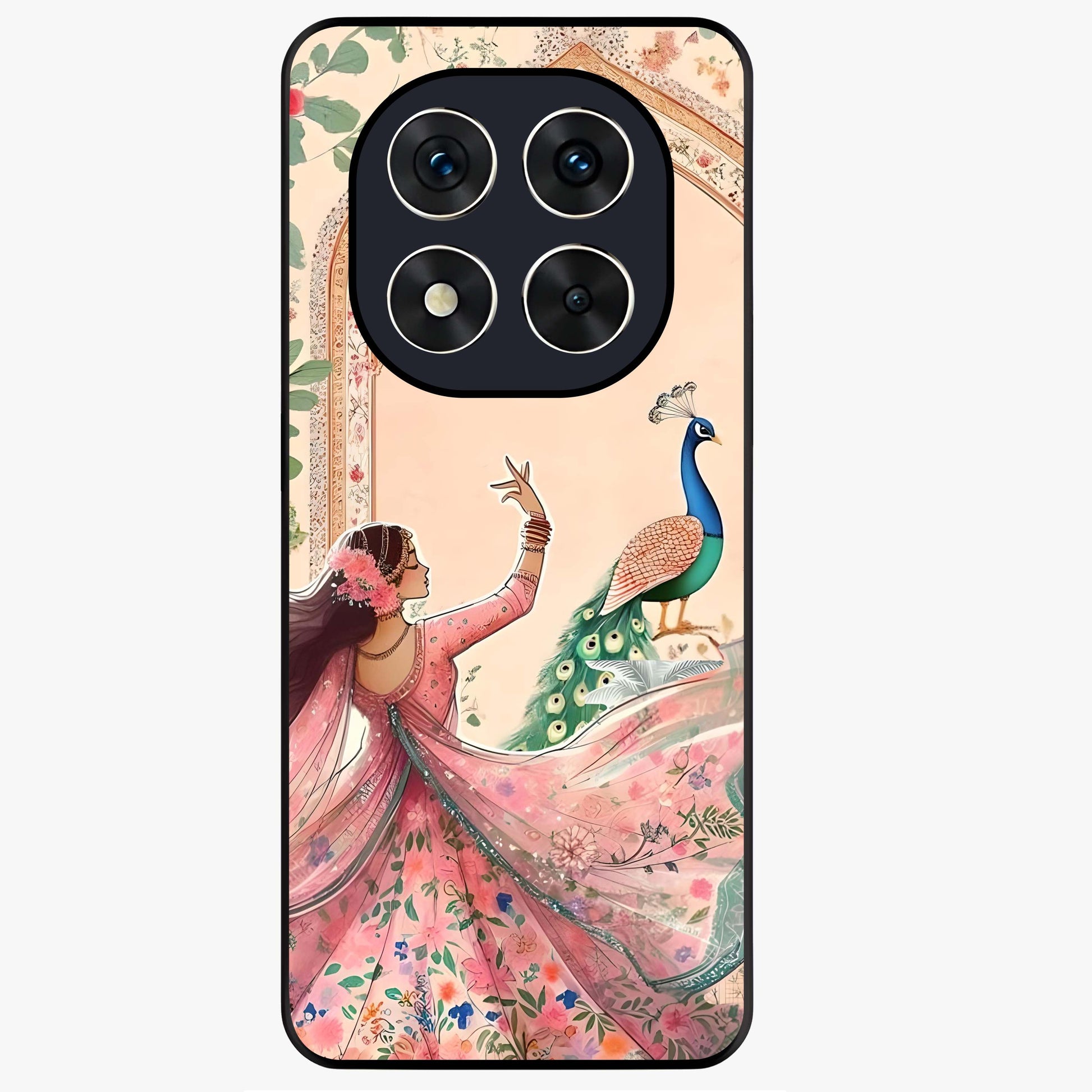 Royal Grace Muse Glass Case showing flat back view with elegant artistic artwork and glossy glass finish.