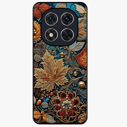 Royal Jewel Garden Glass Case showing flat back view with decorative floral garden artwork and glossy glass finish.
