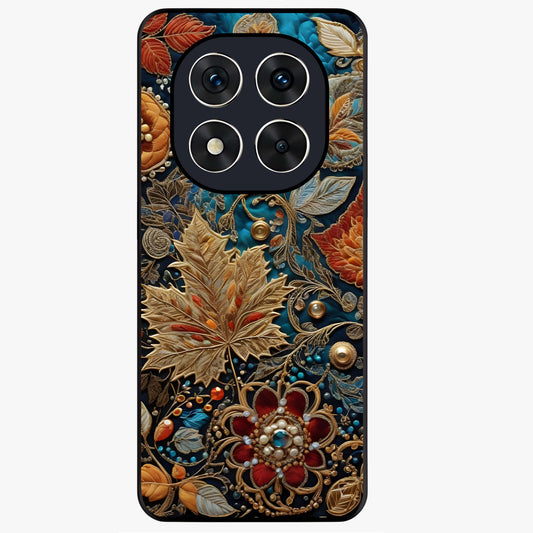 Royal Jewel Garden Glass Case showing flat back view with decorative floral garden artwork and glossy glass finish.