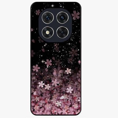 Small Starry Flowers Glass Case showing flat back view with delicate starry floral artwork and glossy glass finish.
