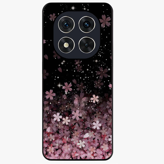 Small Starry Flowers Glass Case showing flat back view with delicate starry floral artwork and glossy glass finish.