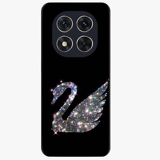 Starlit Swan Grace Glass Case showing flat back view with graceful swan artwork under starry sky and glossy glass finish.