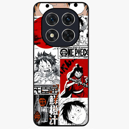 Strawhat Chaos Panels Glass Case showing flat back view with anime inspired chaos panel artwork and glossy glass finish.
