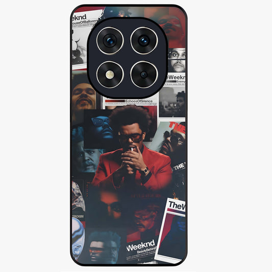 The Weeknd Glass Case showing flat back view with music inspired artistic portrait artwork and glossy glass finish.